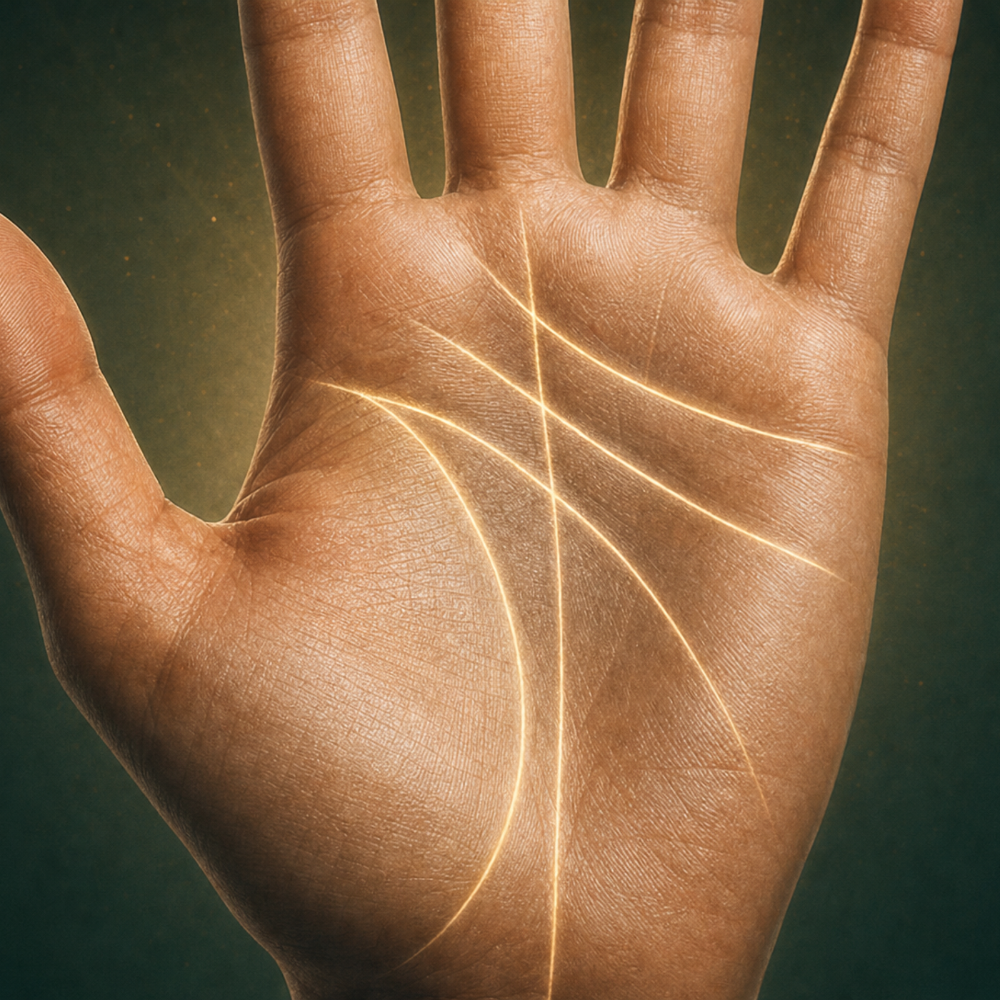 Close-up of palm lines including the life line